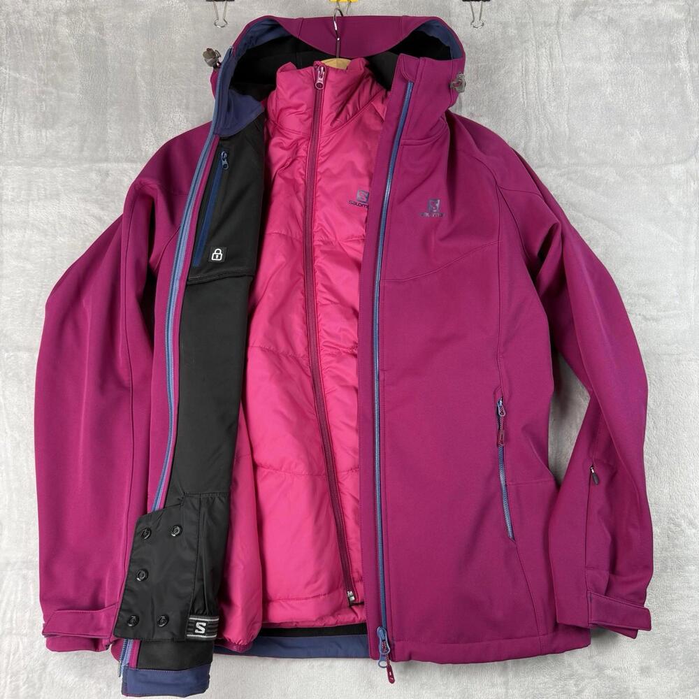 Salomon Advanced Skin Dry Ski Jacket Set Pink Insulated Middle Layer Womens Sz M